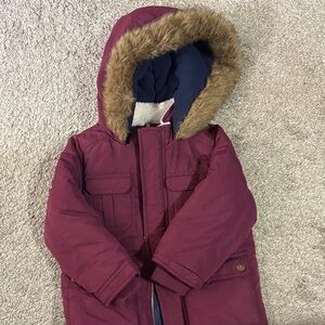 ToddlerGirl’s Hooded Winter Coat with Faux Fur Trim